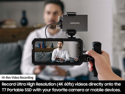 SAMSUNG T7 SSD محمول 1 تيرابايت - قرص صلب خارجي عالي السرعة مع سرعات نقل تصل إلى 1,050 ميجابايت/ثانية، USB 3.2 Gen 2، مثالي للألعاب والطلاب والمحترفين - MU-PC1T0T/AM، رمادي